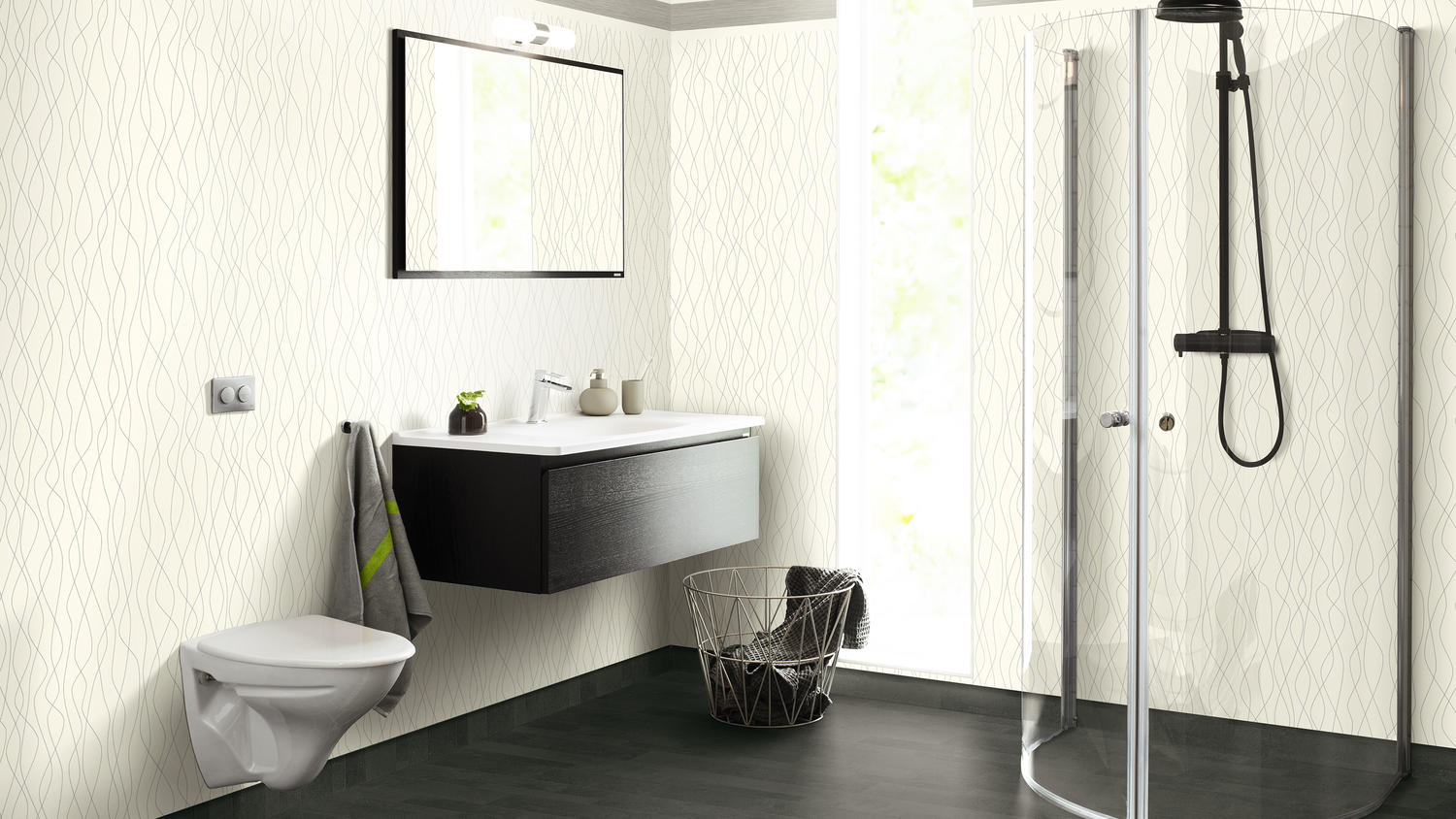 Retro Line Black Aquarelle Wall Wetroom System